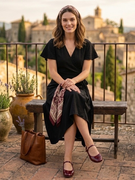 Pact Dresses & Skirts - NWT Pact Cafe Crepe Faux Wrap Midi Dress Black Organic Cotton Minimalist S